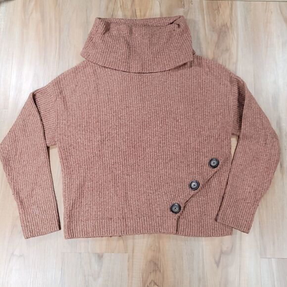 🔹️Anthropologie Yes Lola Rust Colored Cowl Neck Sweater Small - Picture 1 of 10